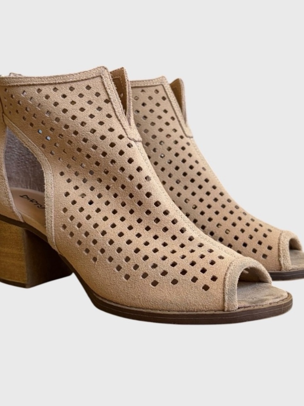 Women's Beige Peep-Toe Block Heel